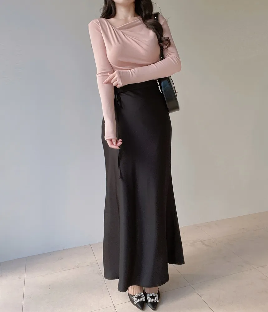 バックゴムロングフレアマーメイドカラースカート | mirangmirang | 詳細画像35