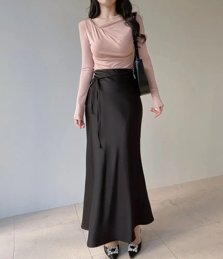 バックゴムロングフレアマーメイドカラースカート | mirangmirang | 詳細画像36