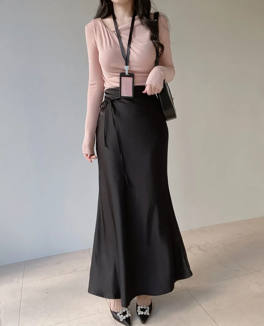 バックゴムロングフレアマーメイドカラースカート | mirangmirang | 詳細画像38