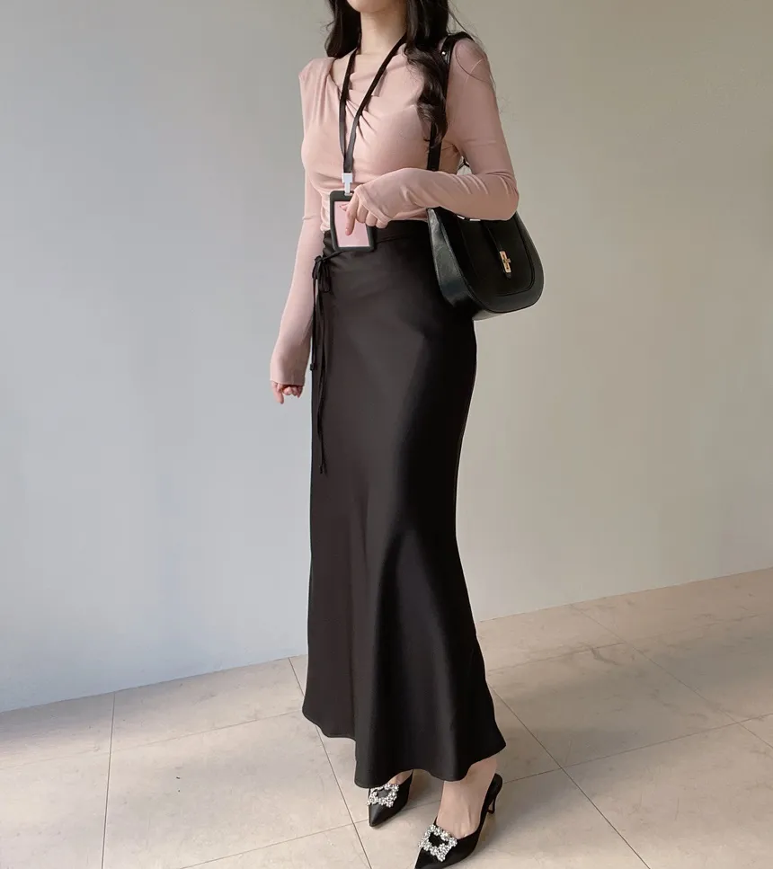 バックゴムロングフレアマーメイドカラースカート | mirangmirang | 詳細画像39