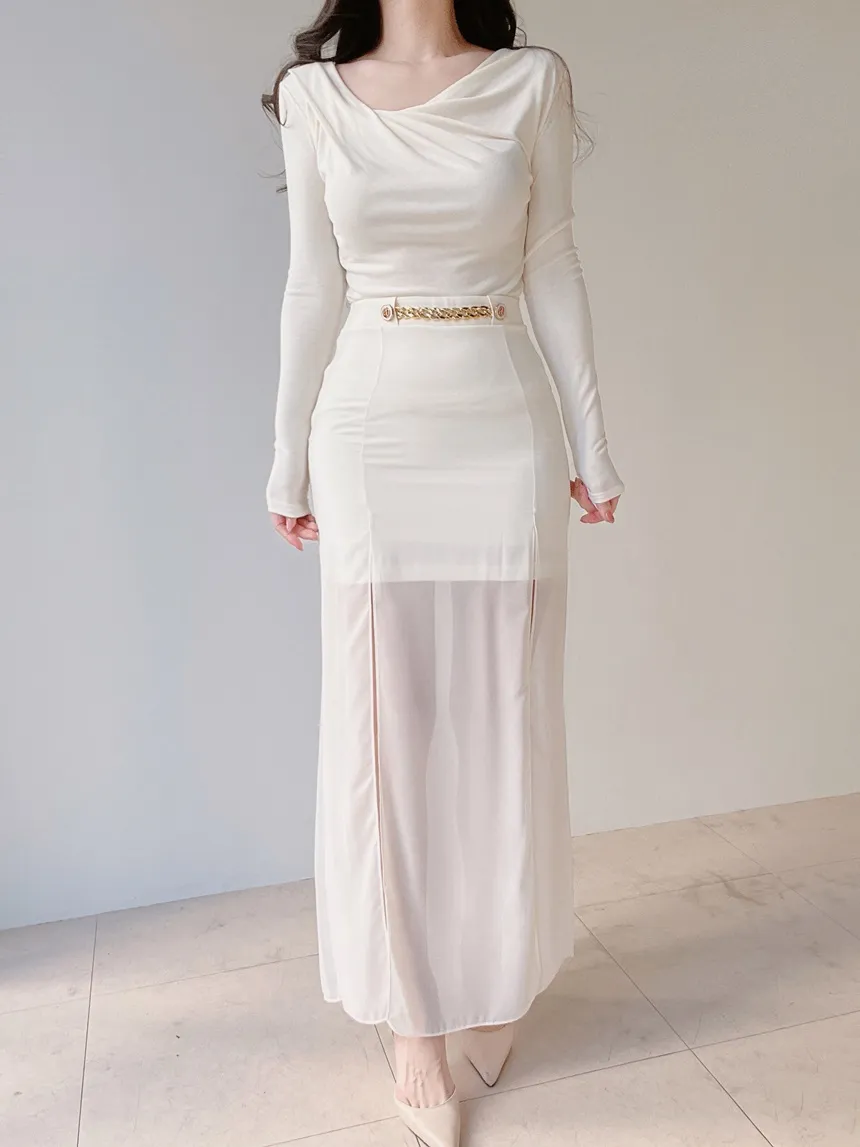 ロングスリットゴールドボタンスカート | mirangmirang | 詳細画像6