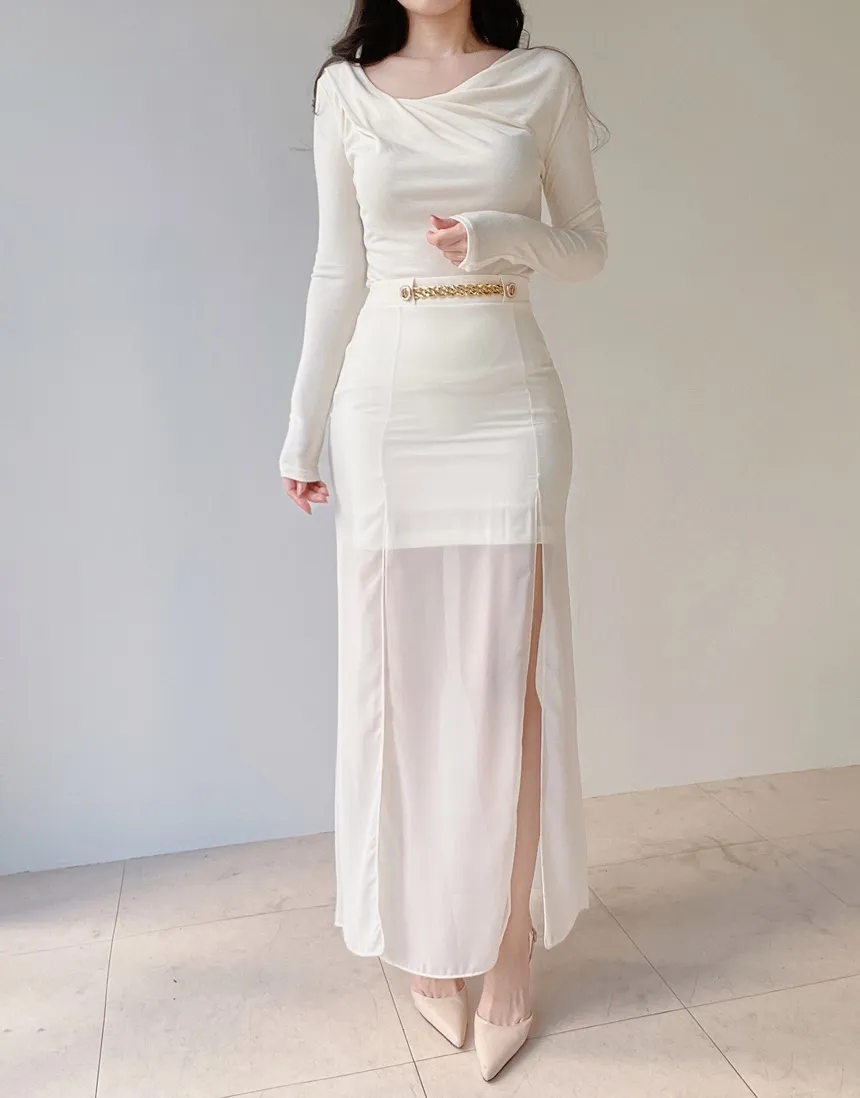 ロングスリットゴールドボタンスカート | mirangmirang | 詳細画像8