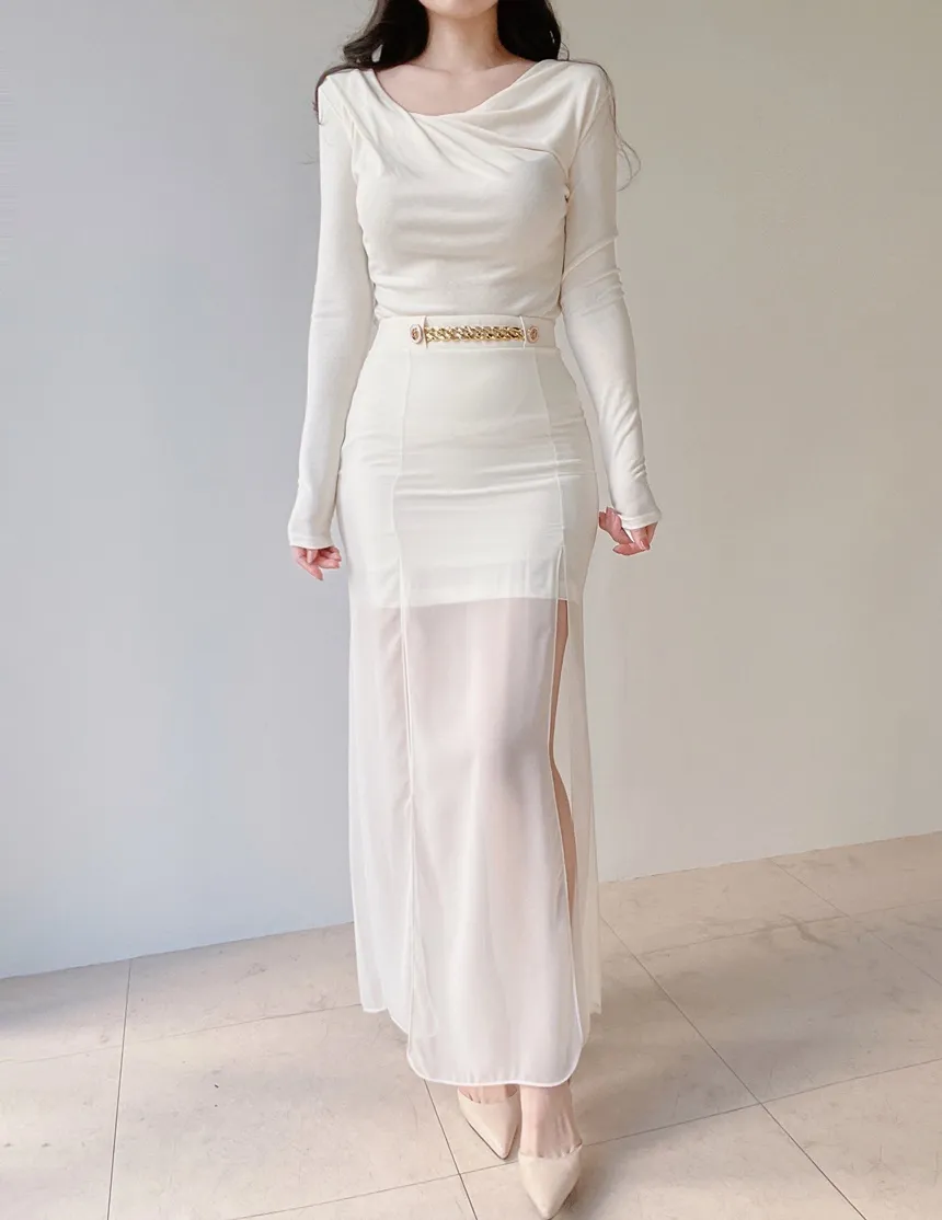 ロングスリットゴールドボタンスカート | mirangmirang | 詳細画像9