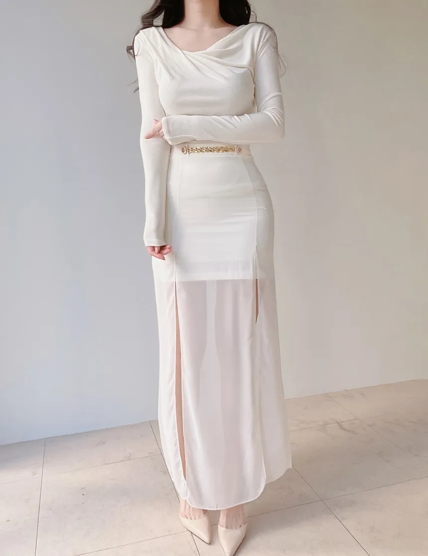 ロングスリットゴールドボタンスカート | mirangmirang | 詳細画像16