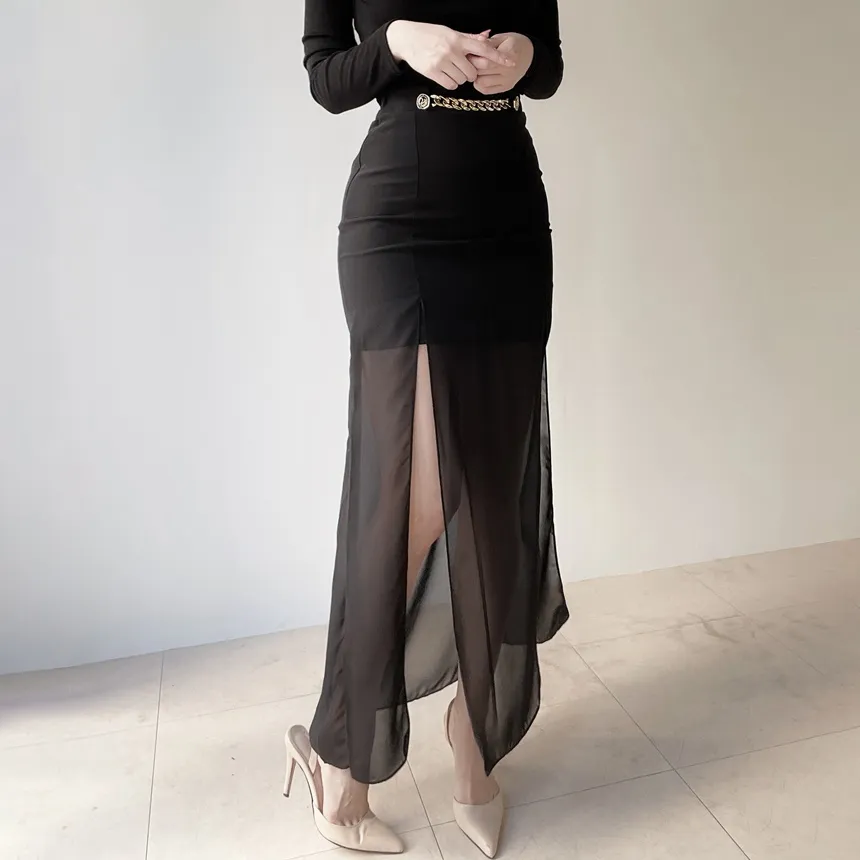 ロングスリットゴールドボタンスカート | mirangmirang | 詳細画像19