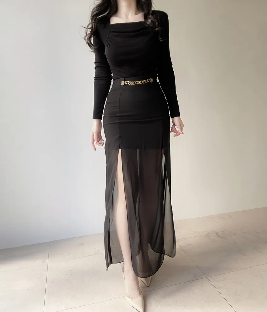 ロングスリットゴールドボタンスカート | mirangmirang | 詳細画像21