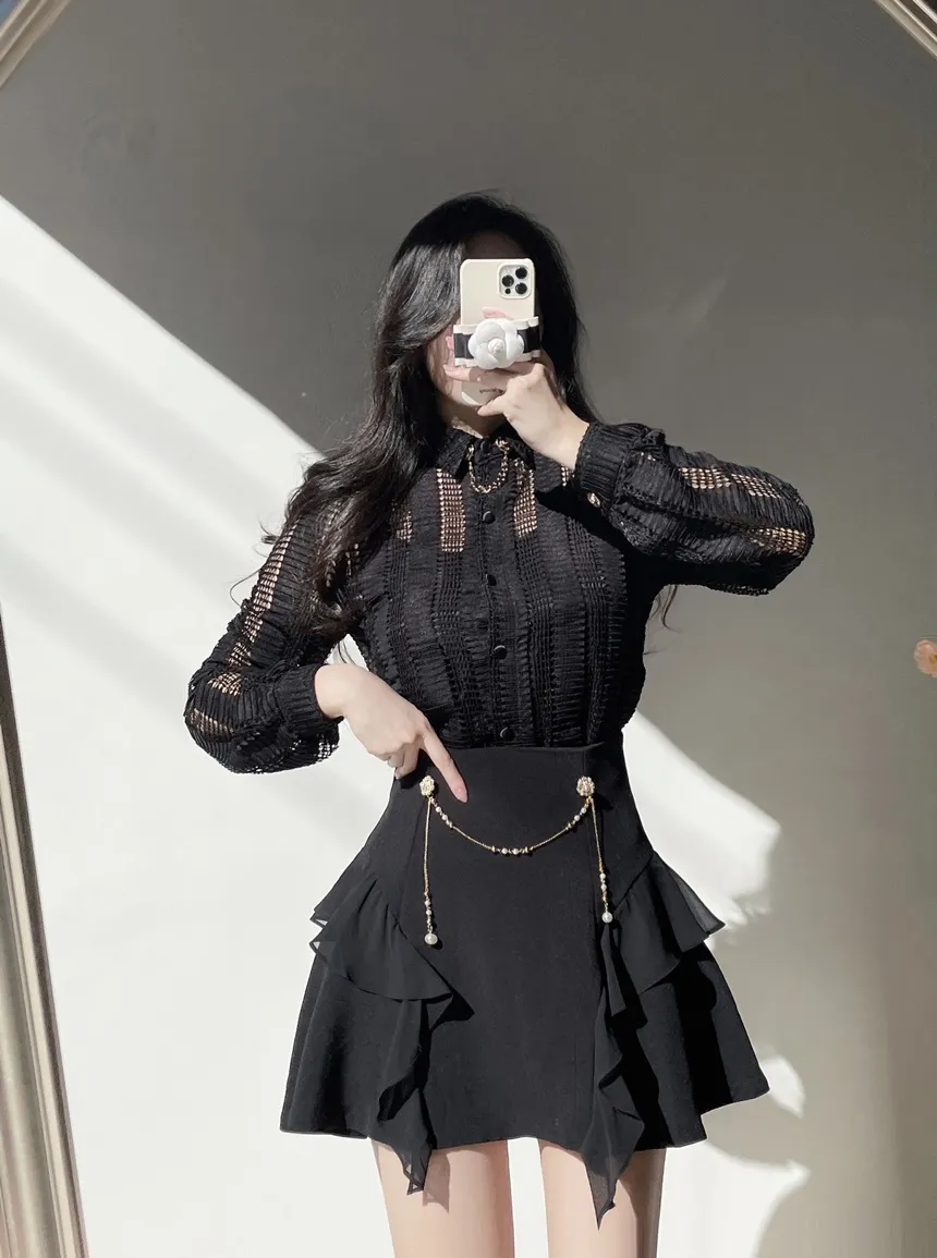 チェーンフリルミニフレアスカート | mirangmirang | 詳細画像15