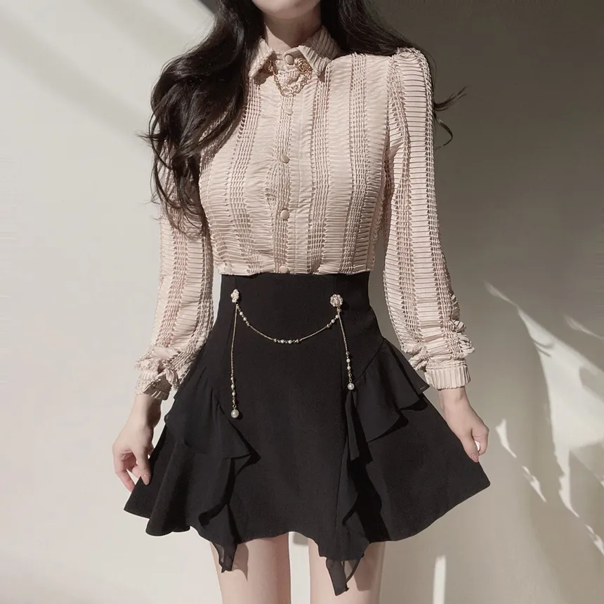 チェーンフリルミニフレアスカート | mirangmirang | 詳細画像22