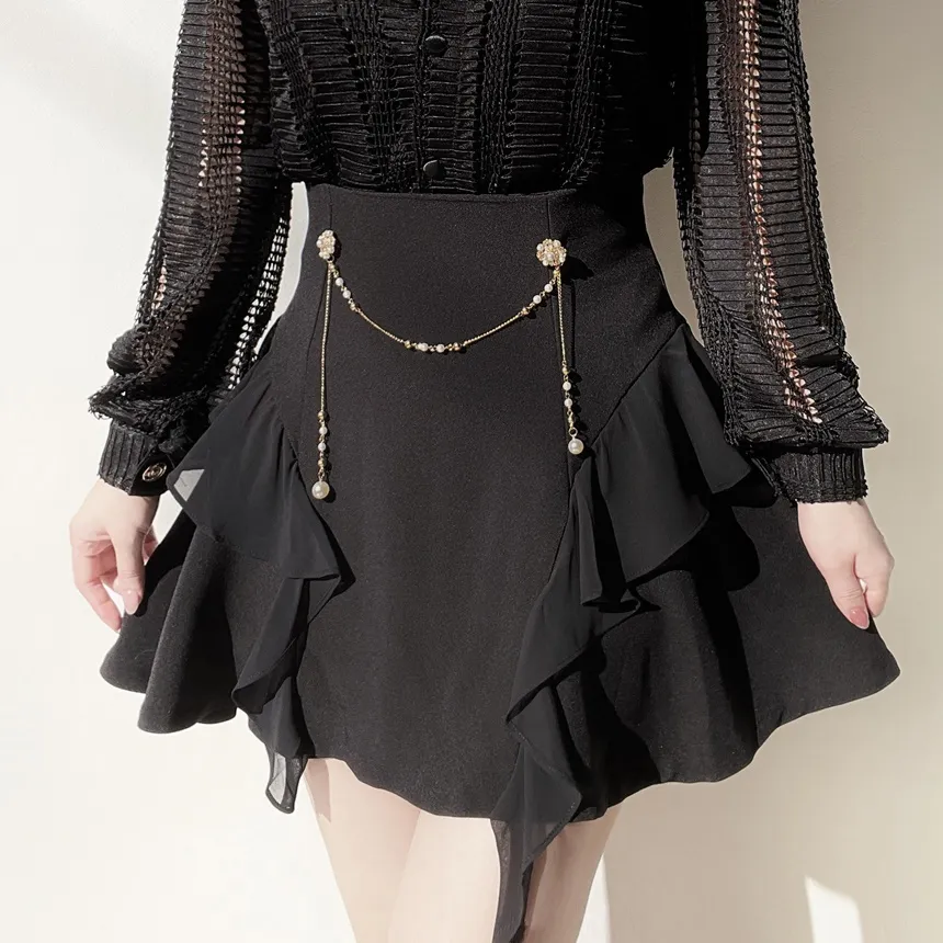 チェーンフリルミニフレアスカート | mirangmirang | 詳細画像29