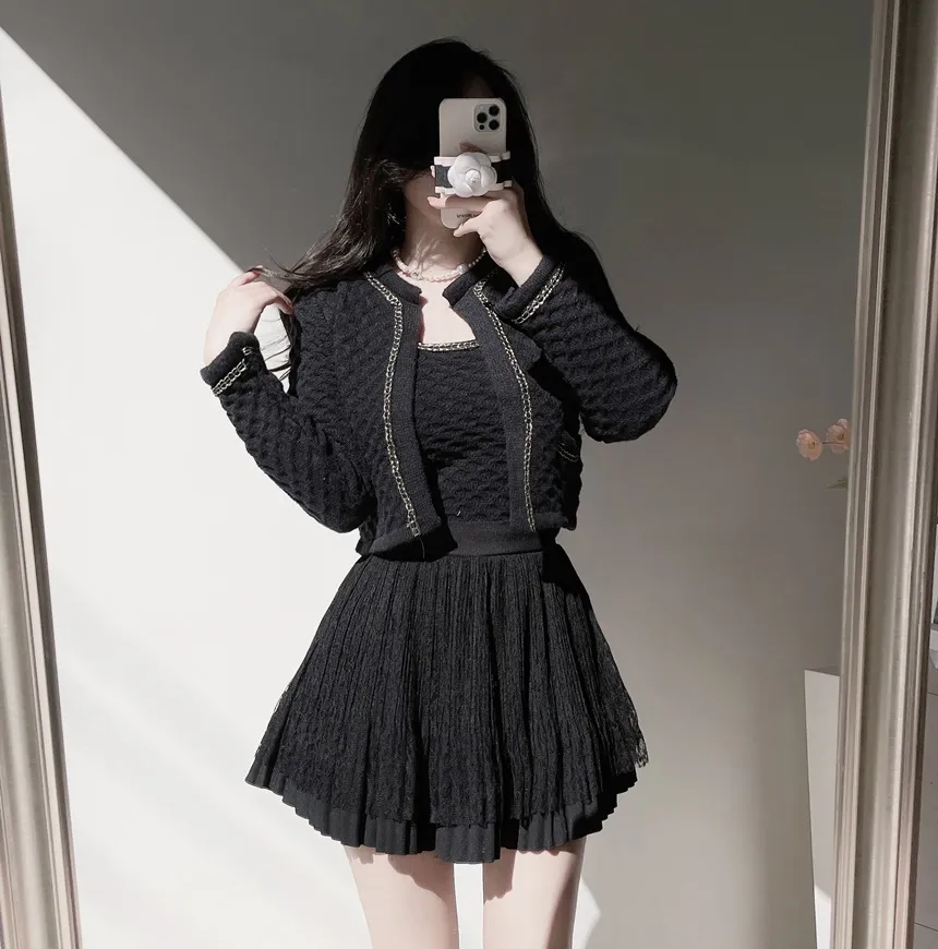 ウエストゴムフレアプリーツミニAラインレーススカート | mirangmirang | 詳細画像30