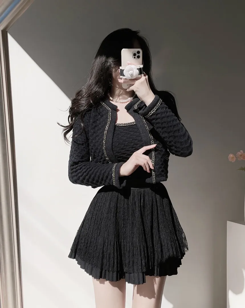 ウエストゴムフレアプリーツミニAラインレーススカート | mirangmirang | 詳細画像32