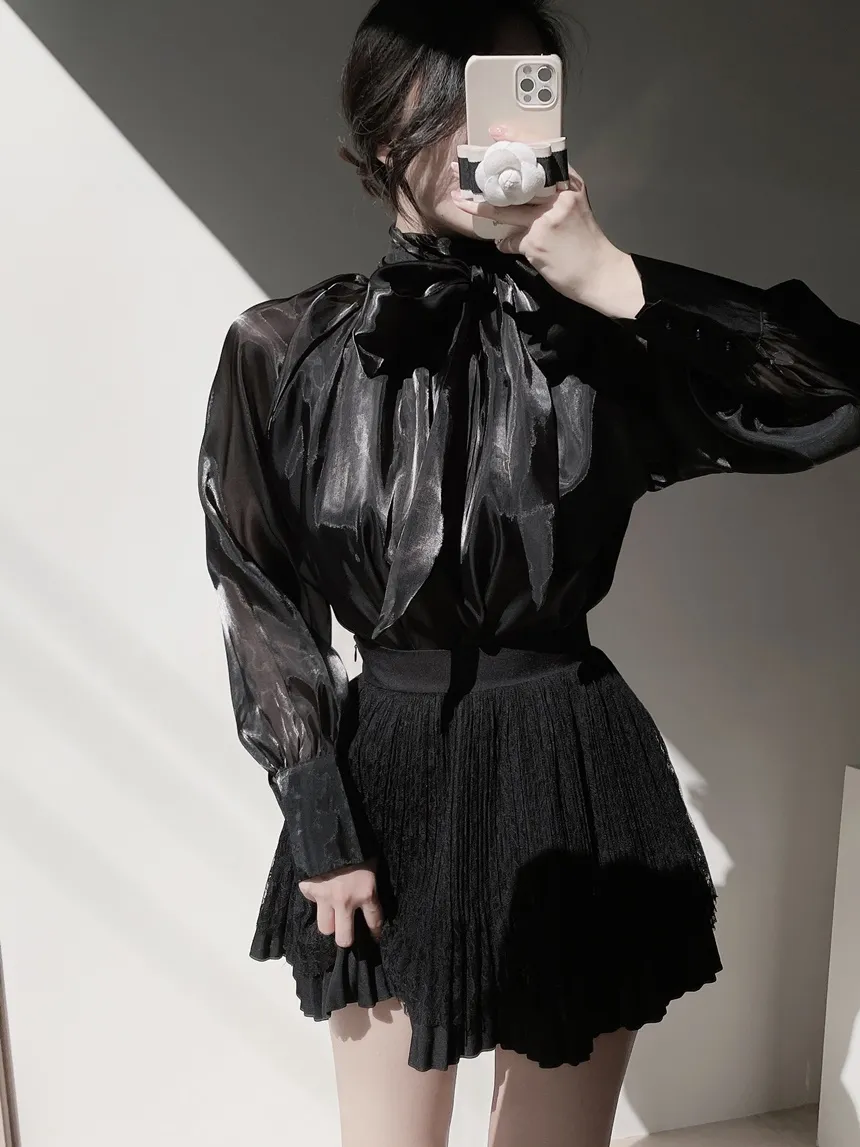 ウエストゴムフレアプリーツミニAラインレーススカート | mirangmirang | 詳細画像34