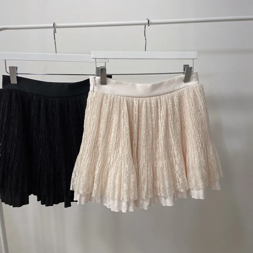 ウエストゴムフレアプリーツミニAラインレーススカート | mirangmirang | 詳細画像56