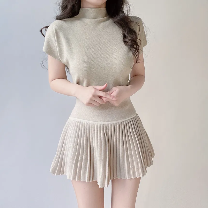 メルトンタッチミニAラインプリーツサイドジップカラーチェックスカート | mirangmirang | 詳細画像8