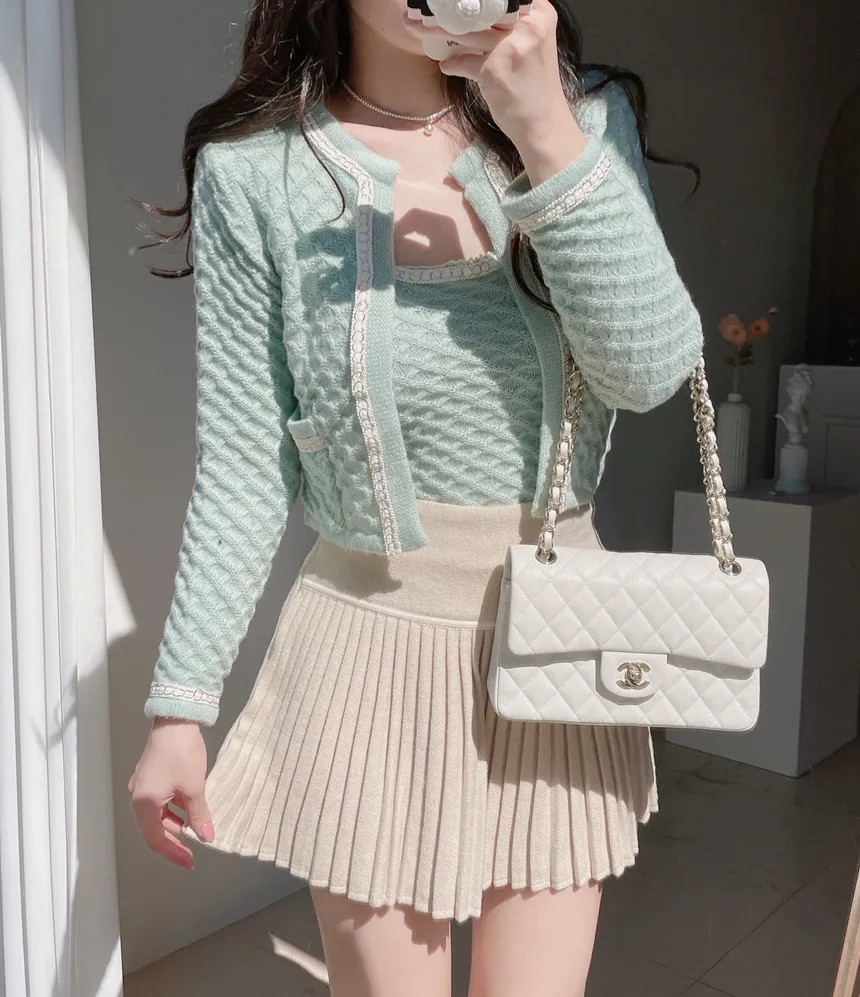 メルトンタッチミニAラインプリーツサイドジップカラーチェックスカート | mirangmirang | 詳細画像12