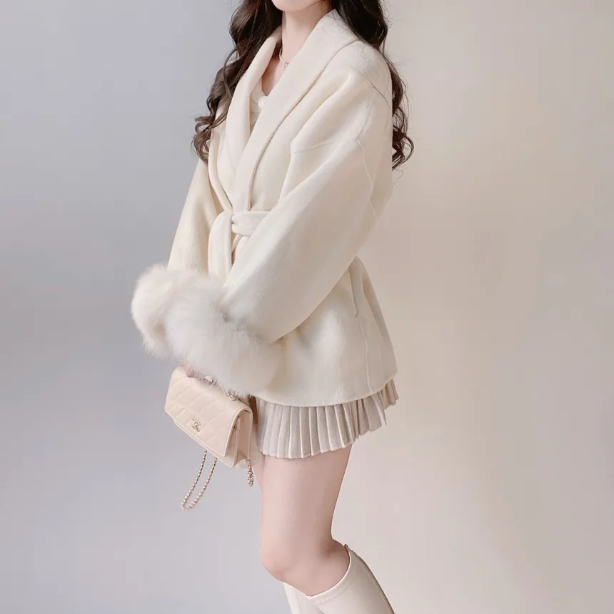 メルトンタッチミニAラインプリーツサイドジップカラーチェックスカート | mirangmirang | 詳細画像21