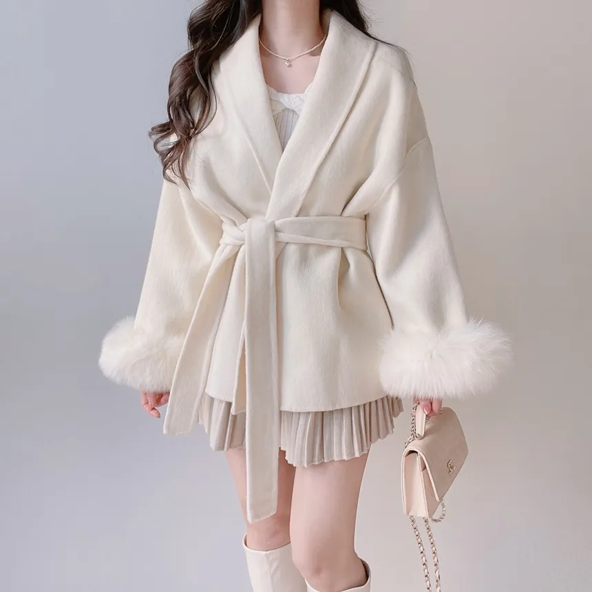 メルトンタッチミニAラインプリーツサイドジップカラーチェックスカート | mirangmirang | 詳細画像22