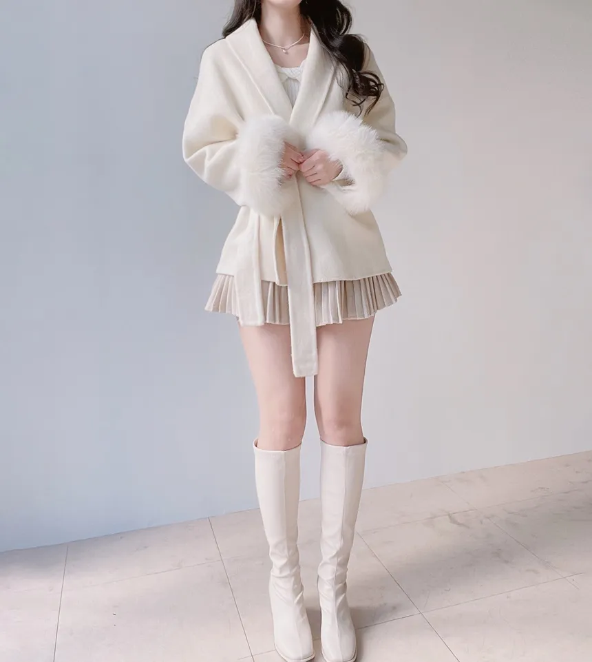 メルトンタッチミニAラインプリーツサイドジップカラーチェックスカート | mirangmirang | 詳細画像24