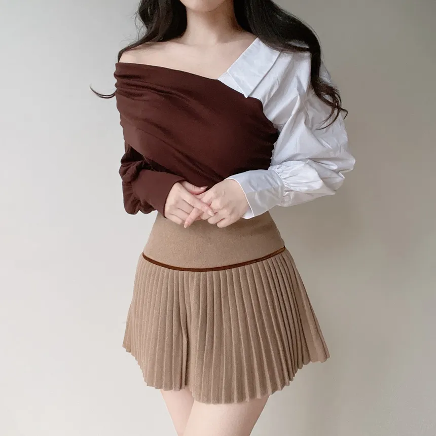 メルトンタッチミニAラインプリーツサイドジップカラーチェックスカート | mirangmirang | 詳細画像29