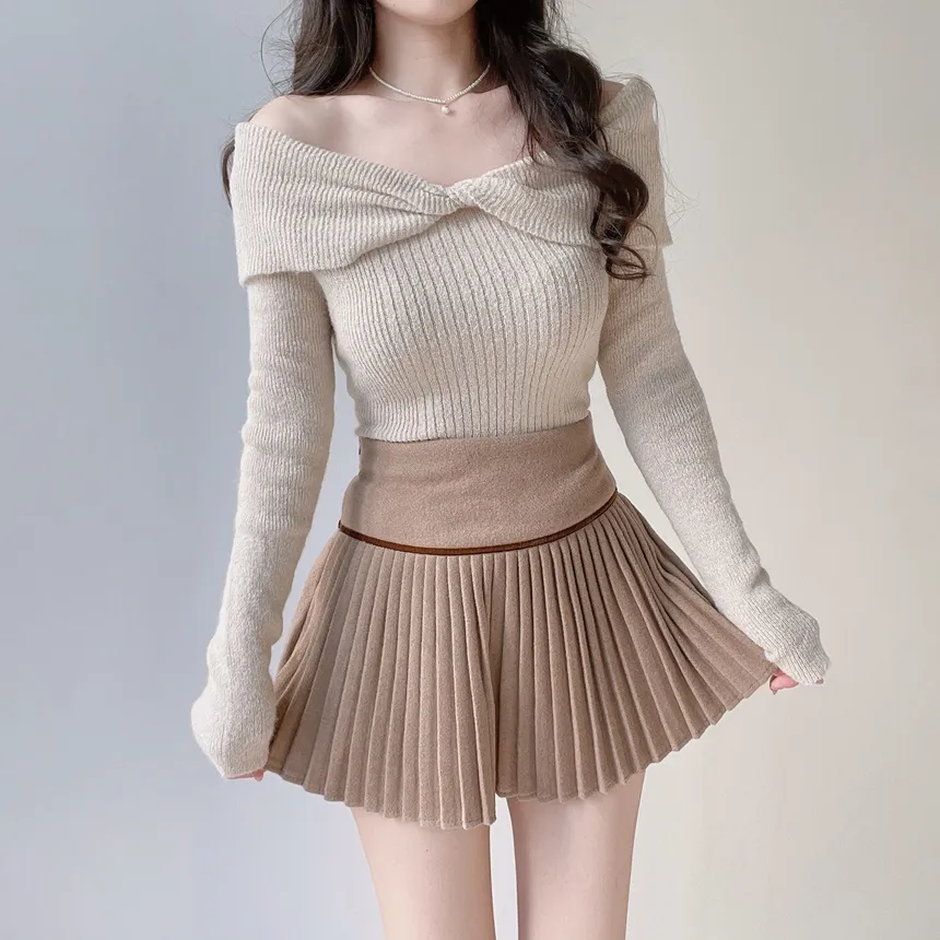 メルトンタッチミニAラインプリーツサイドジップカラーチェックスカート | mirangmirang | 詳細画像32