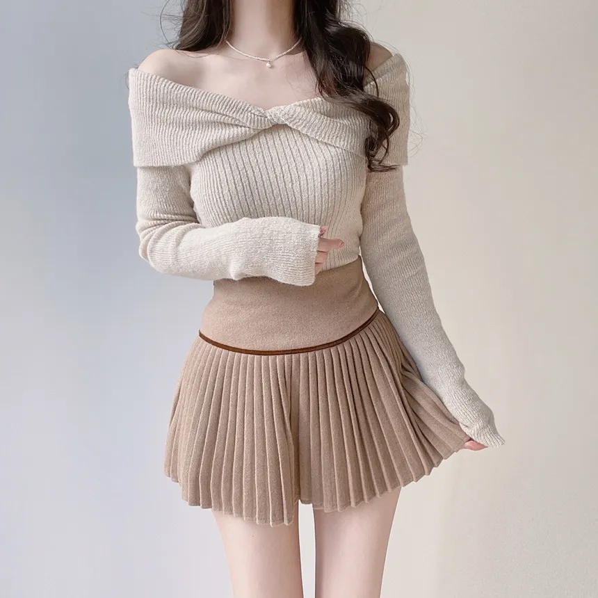 メルトンタッチミニAラインプリーツサイドジップカラーチェックスカート | mirangmirang | 詳細画像33