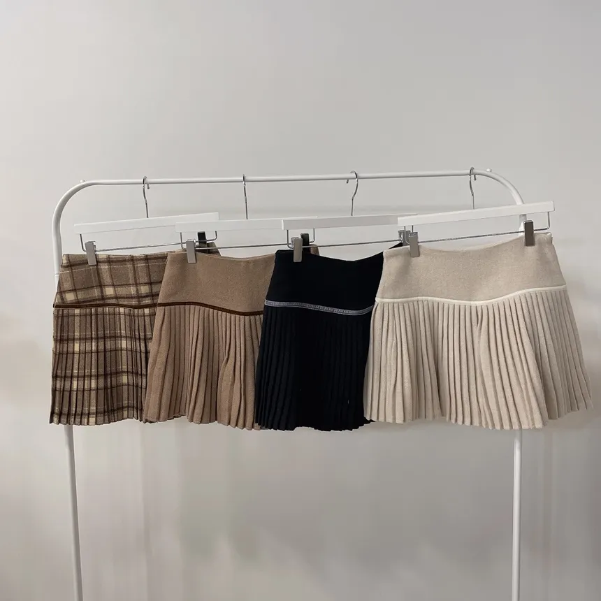 メルトンタッチミニAラインプリーツサイドジップカラーチェックスカート | mirangmirang | 詳細画像65