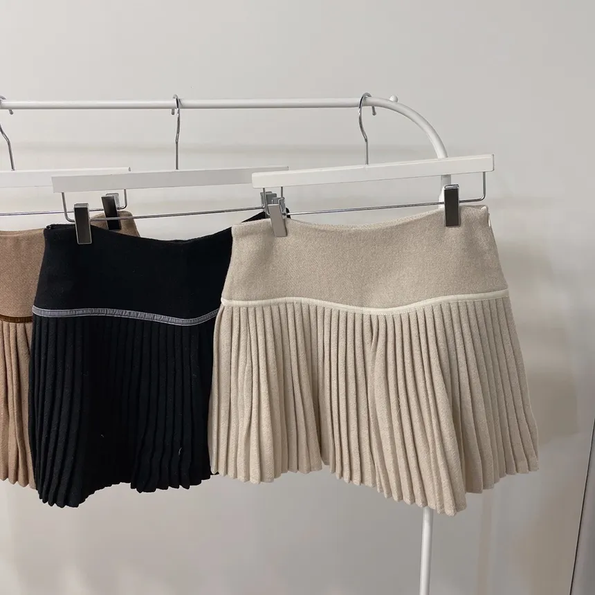 メルトンタッチミニAラインプリーツサイドジップカラーチェックスカート | mirangmirang | 詳細画像67