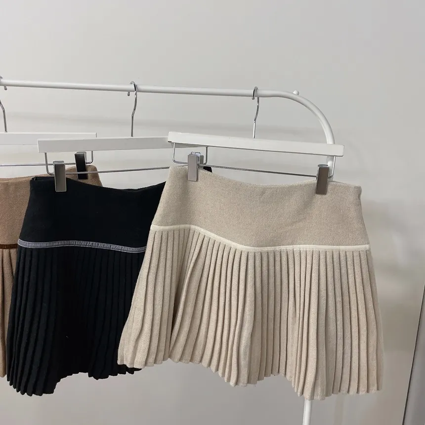 メルトンタッチミニAラインプリーツサイドジップカラーチェックスカート | mirangmirang | 詳細画像68