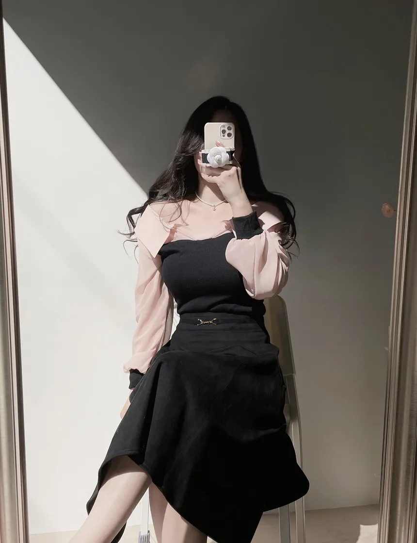 スエード調ミディフレアAラインバックゴムカラースカート | mirangmirang | 詳細画像10