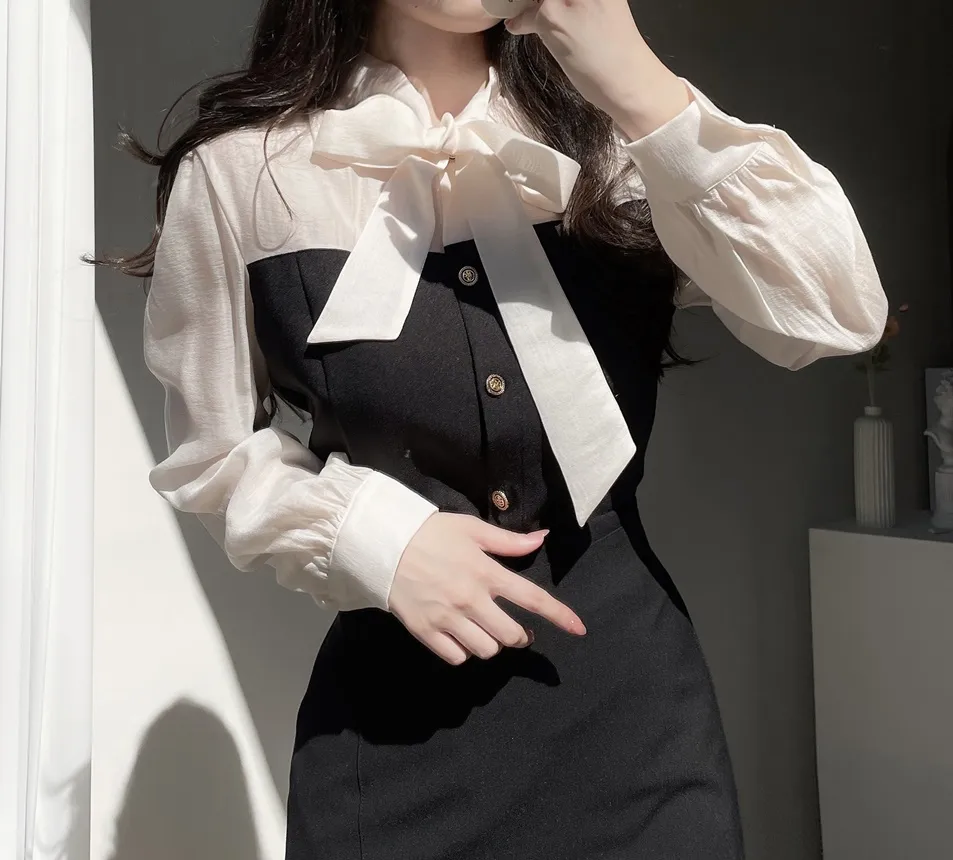 オーガンジーレイヤード風スカーフネックカラーブラウス | mirangmirang | 詳細画像5