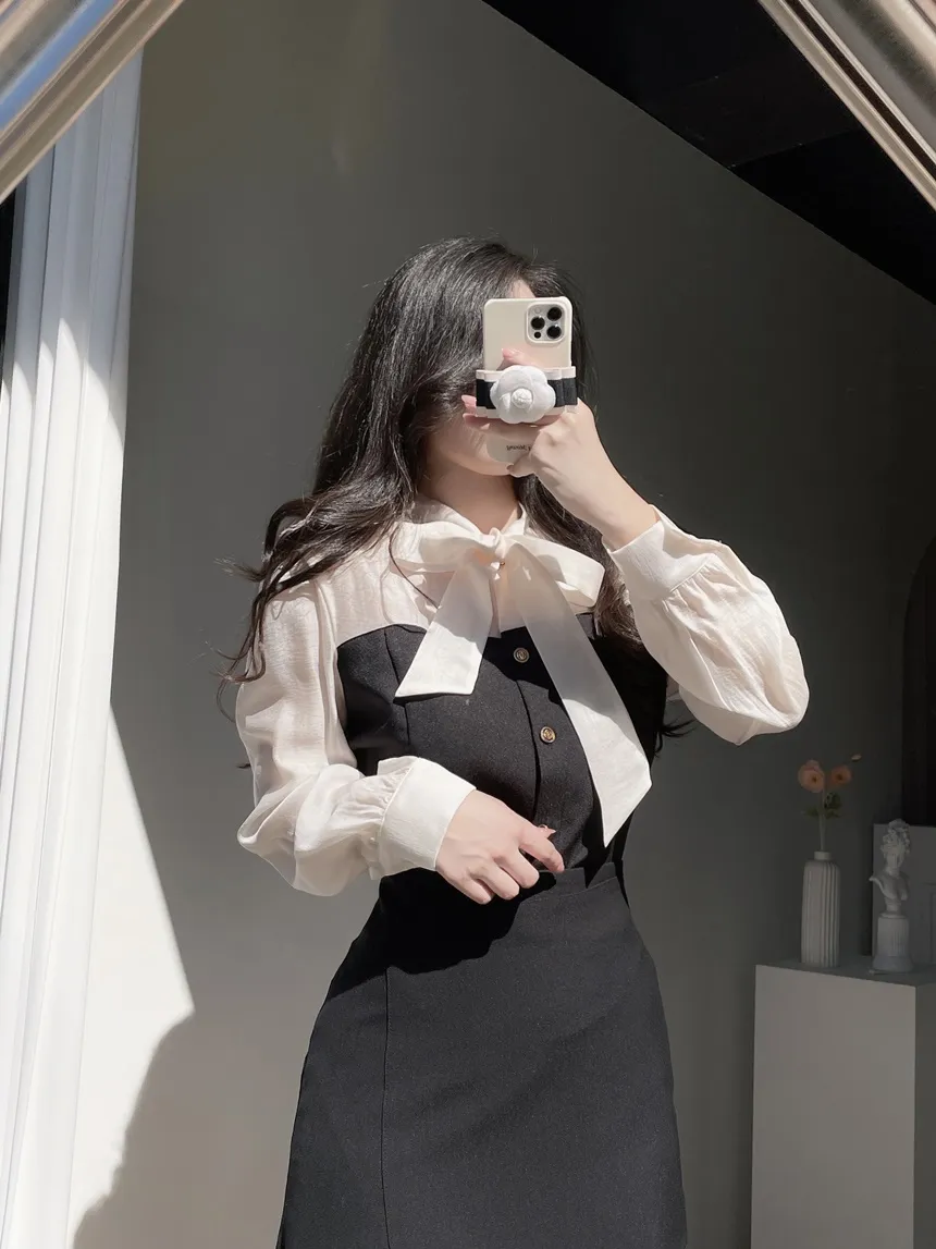 オーガンジーレイヤード風スカーフネックカラーブラウス | mirangmirang | 詳細画像6