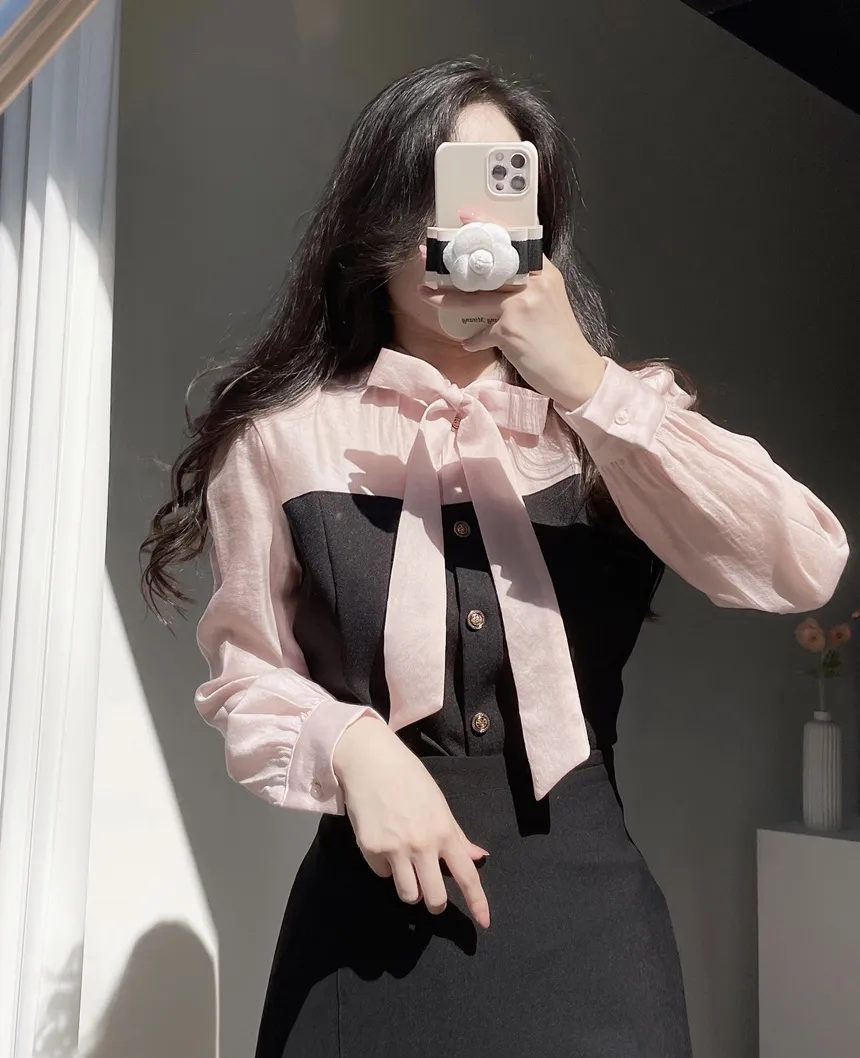 オーガンジーレイヤード風スカーフネックカラーブラウス | mirangmirang | 詳細画像13