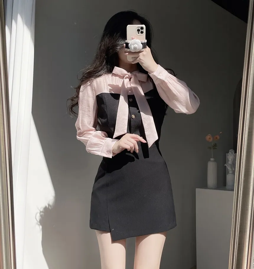 オーガンジーレイヤード風スカーフネックカラーブラウス | mirangmirang | 詳細画像15