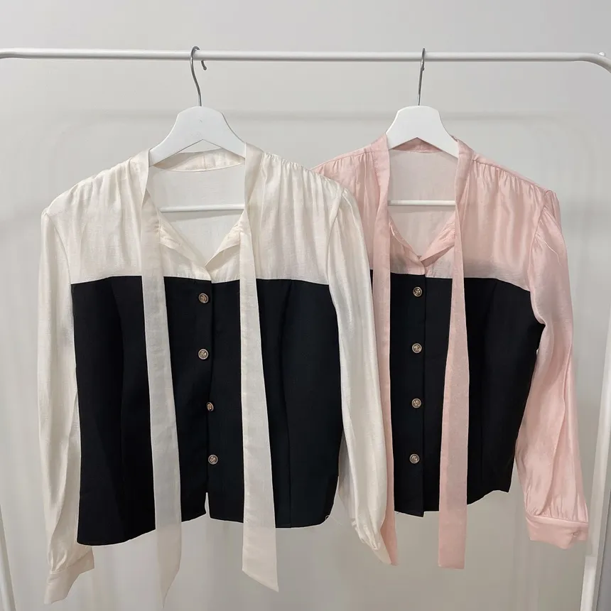 オーガンジーレイヤード風スカーフネックカラーブラウス | mirangmirang | 詳細画像16