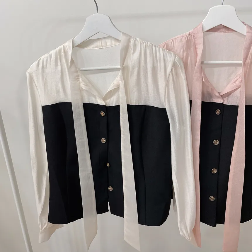 オーガンジーレイヤード風スカーフネックカラーブラウス | mirangmirang | 詳細画像17