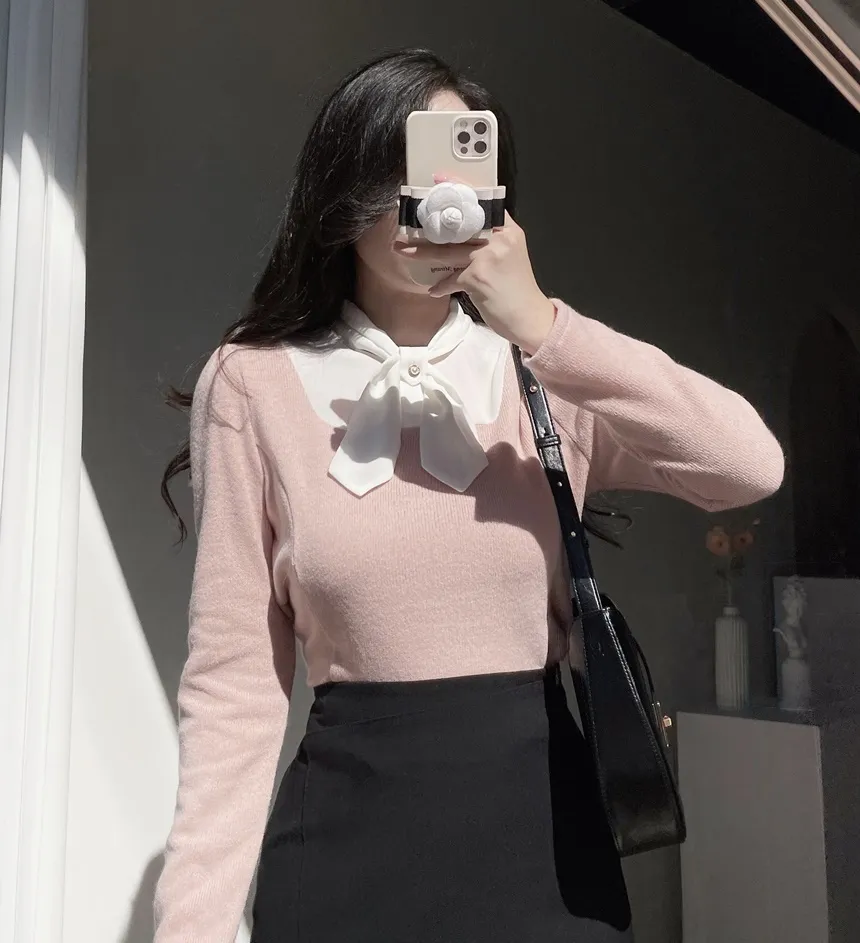 シャーリングタートルネック長袖ベルスリーブカラーブラウス | mirangmirang | 詳細画像16