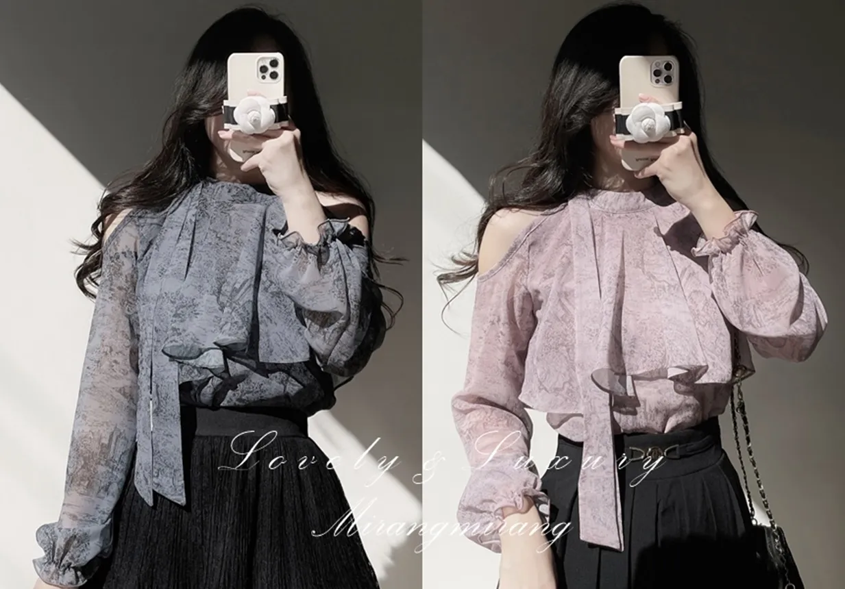 ホルターネックオフショルダーボウタイカラーブラウス | mirangmirang | 詳細画像1