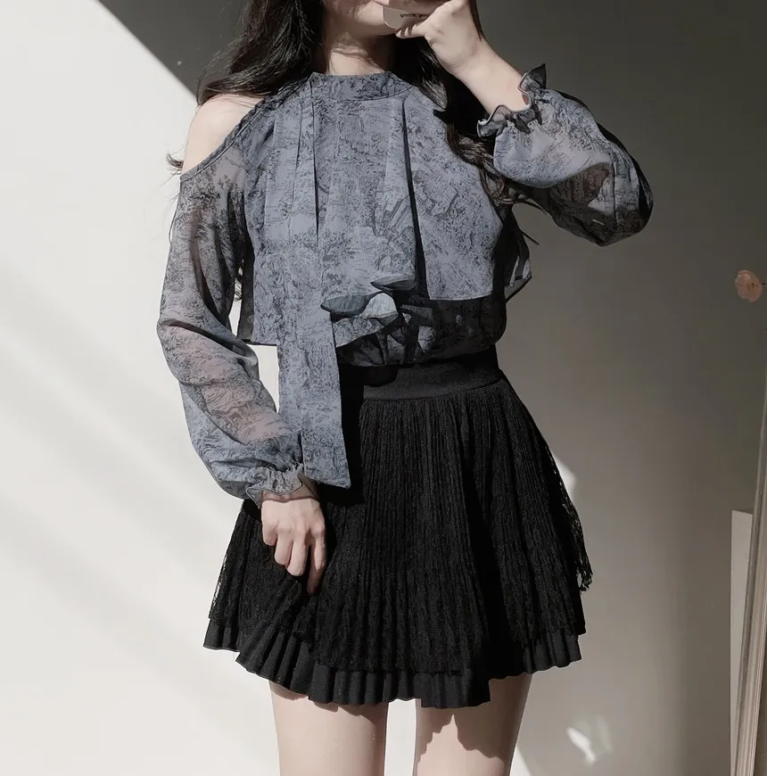 ホルターネックオフショルダーボウタイカラーブラウス | mirangmirang | 詳細画像6