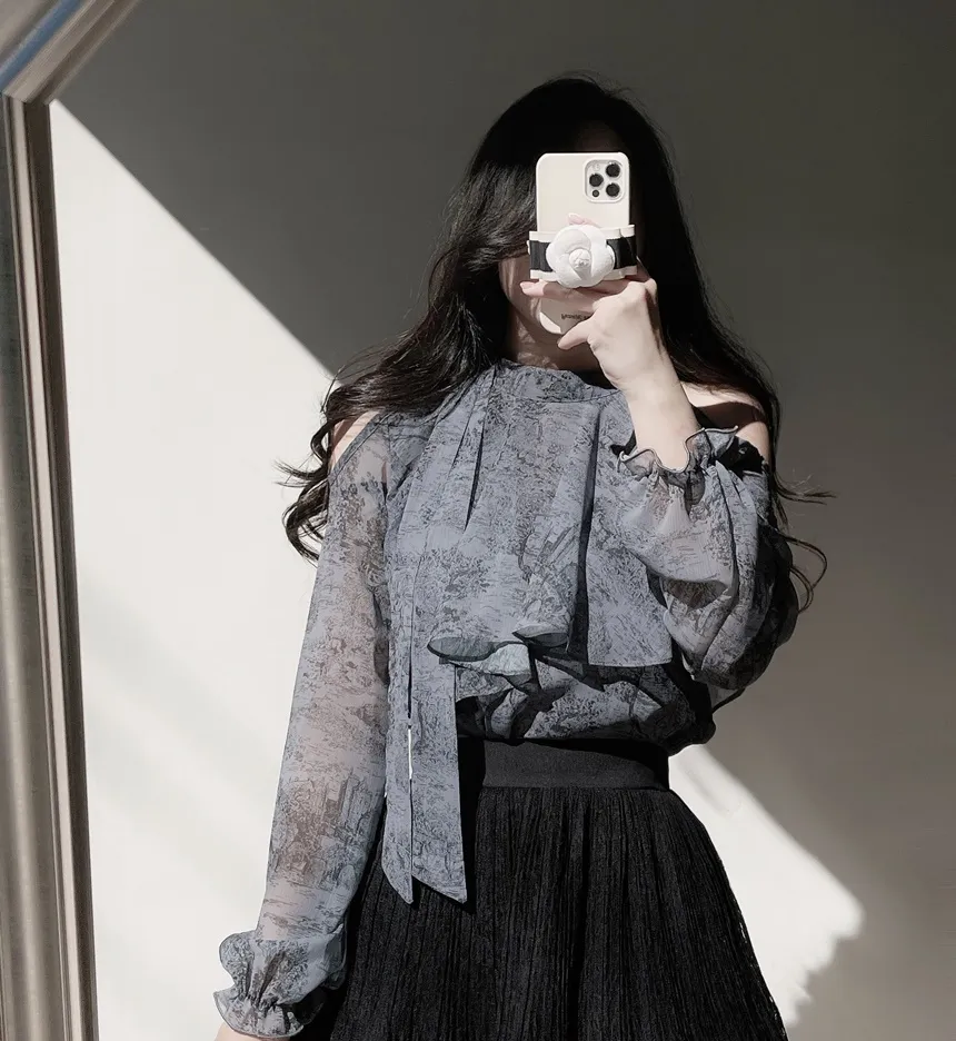 ホルターネックオフショルダーボウタイカラーブラウス | mirangmirang | 詳細画像8