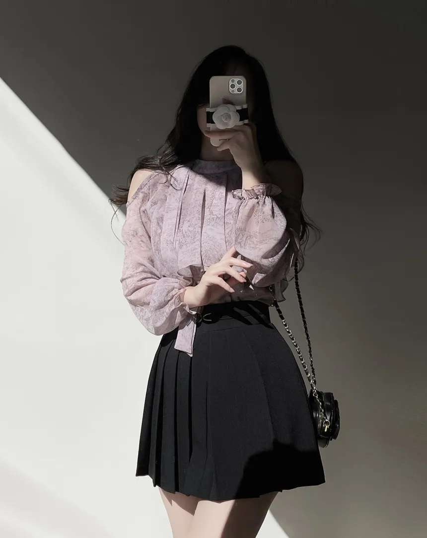 ホルターネックオフショルダーボウタイカラーブラウス | mirangmirang | 詳細画像14