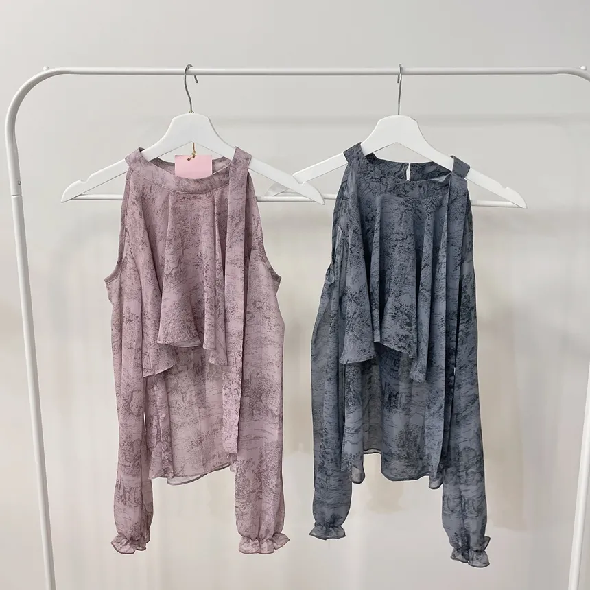 ホルターネックオフショルダーボウタイカラーブラウス | mirangmirang | 詳細画像19