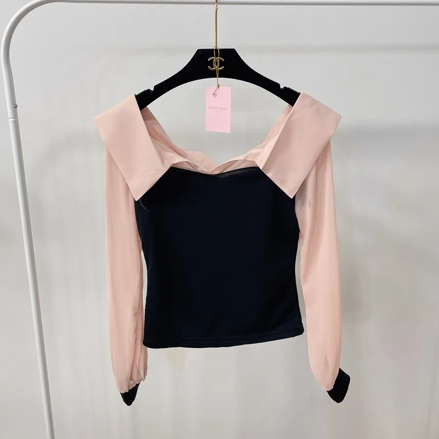 カラーオフショルダー配色カラーブラウス | mirangmirang | 詳細画像17