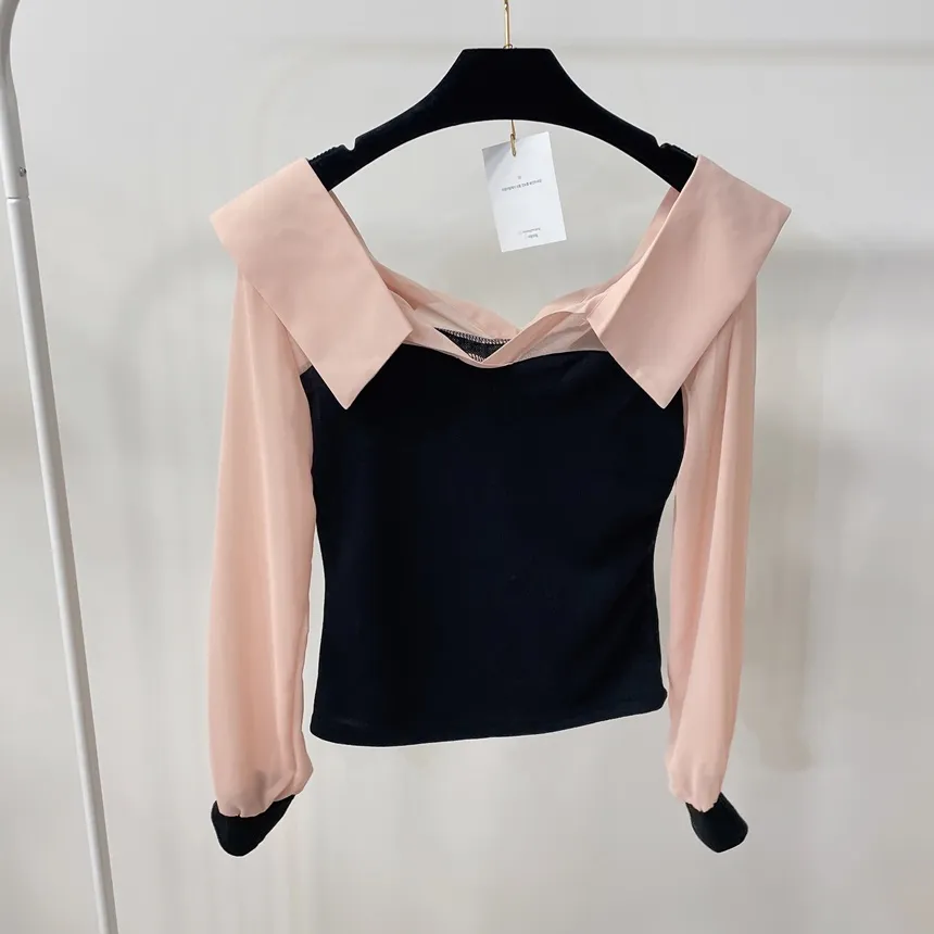 カラーオフショルダー配色カラーブラウス | mirangmirang | 詳細画像19