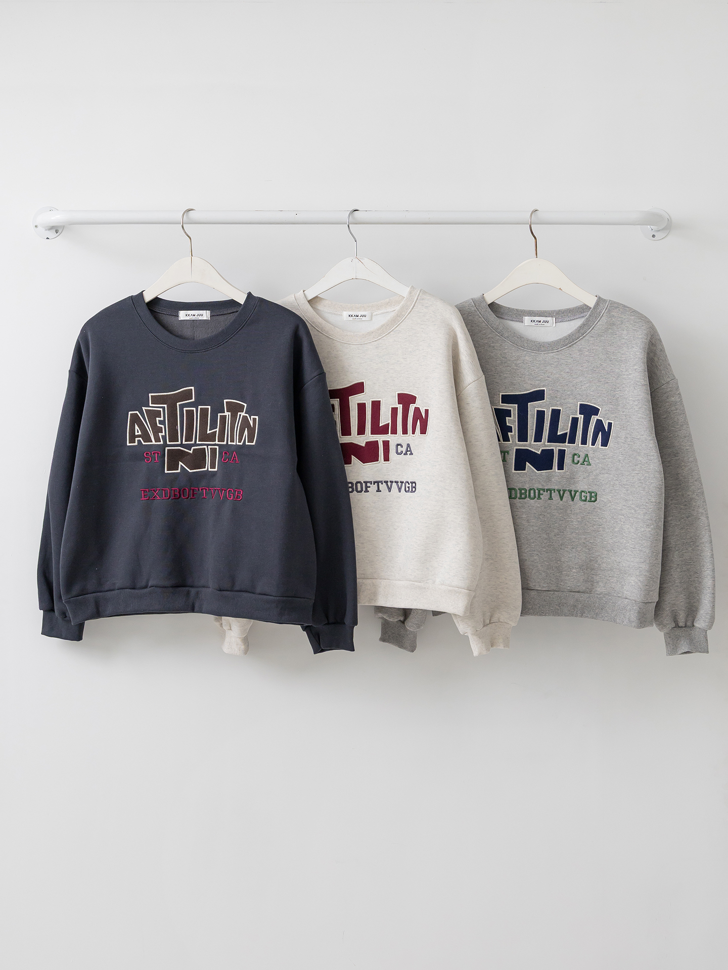 裏起毛ラウンドネックパッチルーズ長袖刺繍スウェット | 詳細画像32