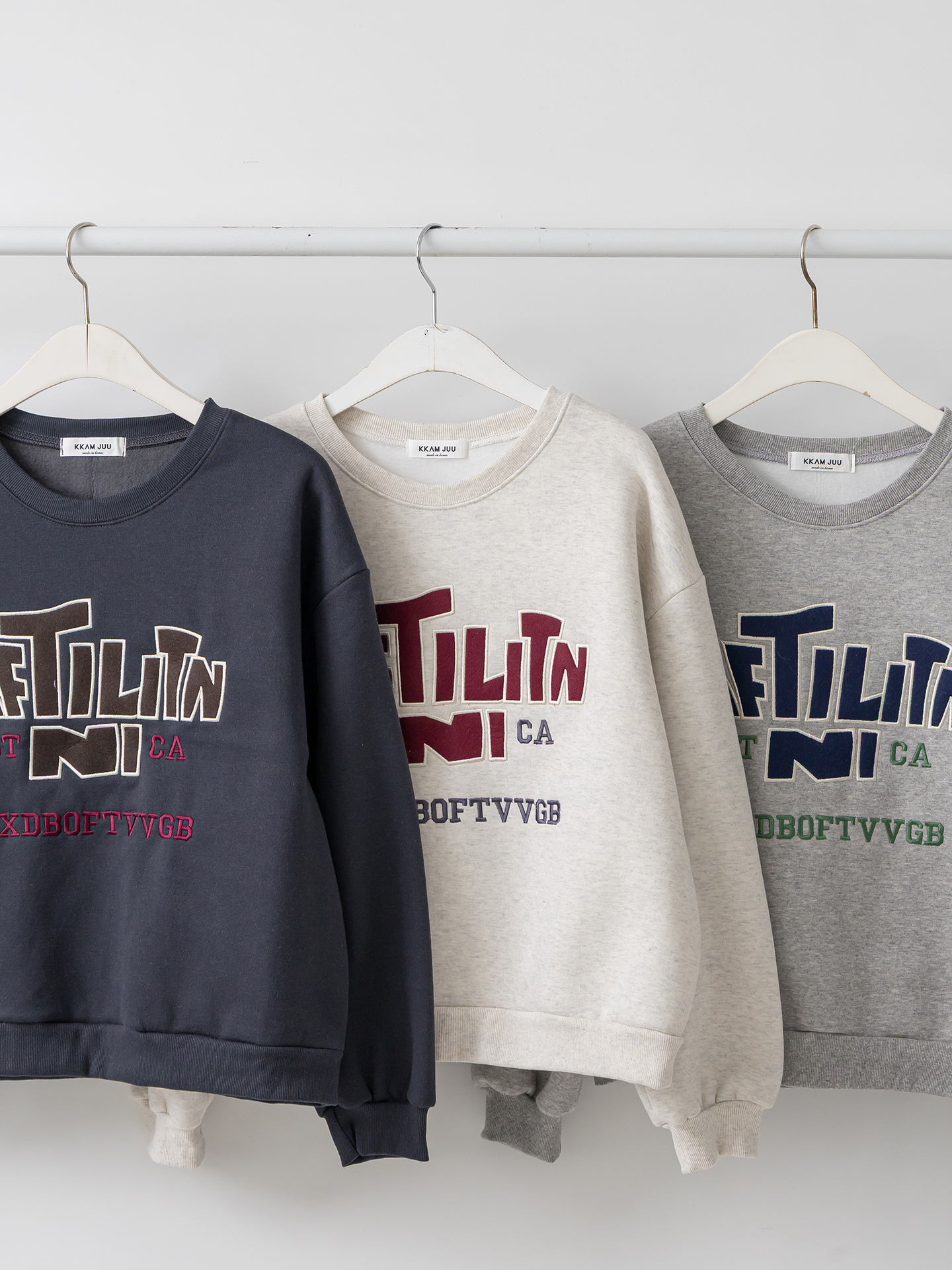 裏起毛ラウンドネックパッチルーズ長袖刺繍スウェット | 詳細画像31