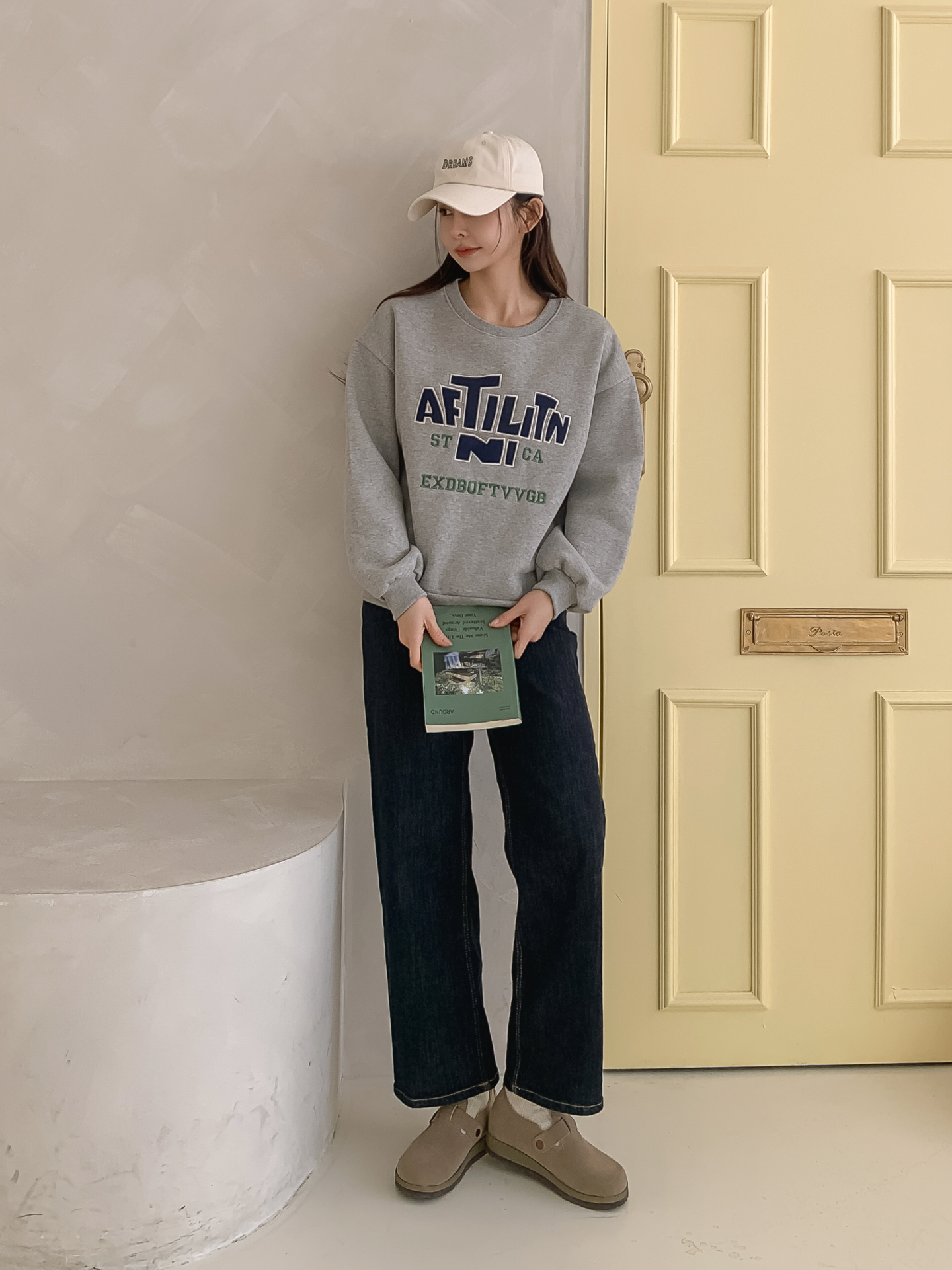 裏起毛ラウンドネックパッチルーズ長袖刺繍スウェット | 詳細画像6