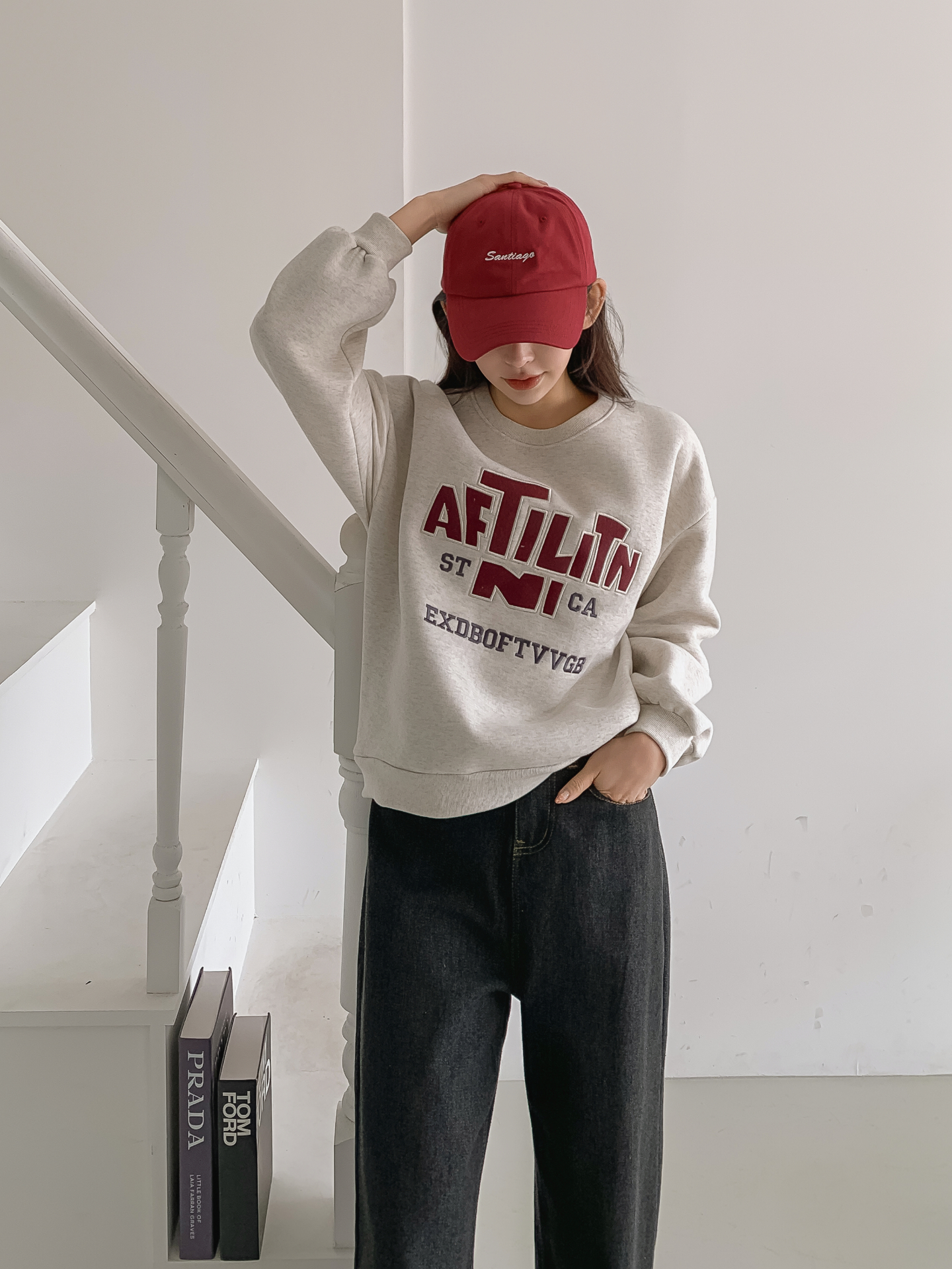 裏起毛ラウンドネックパッチルーズ長袖刺繍スウェット | 詳細画像17