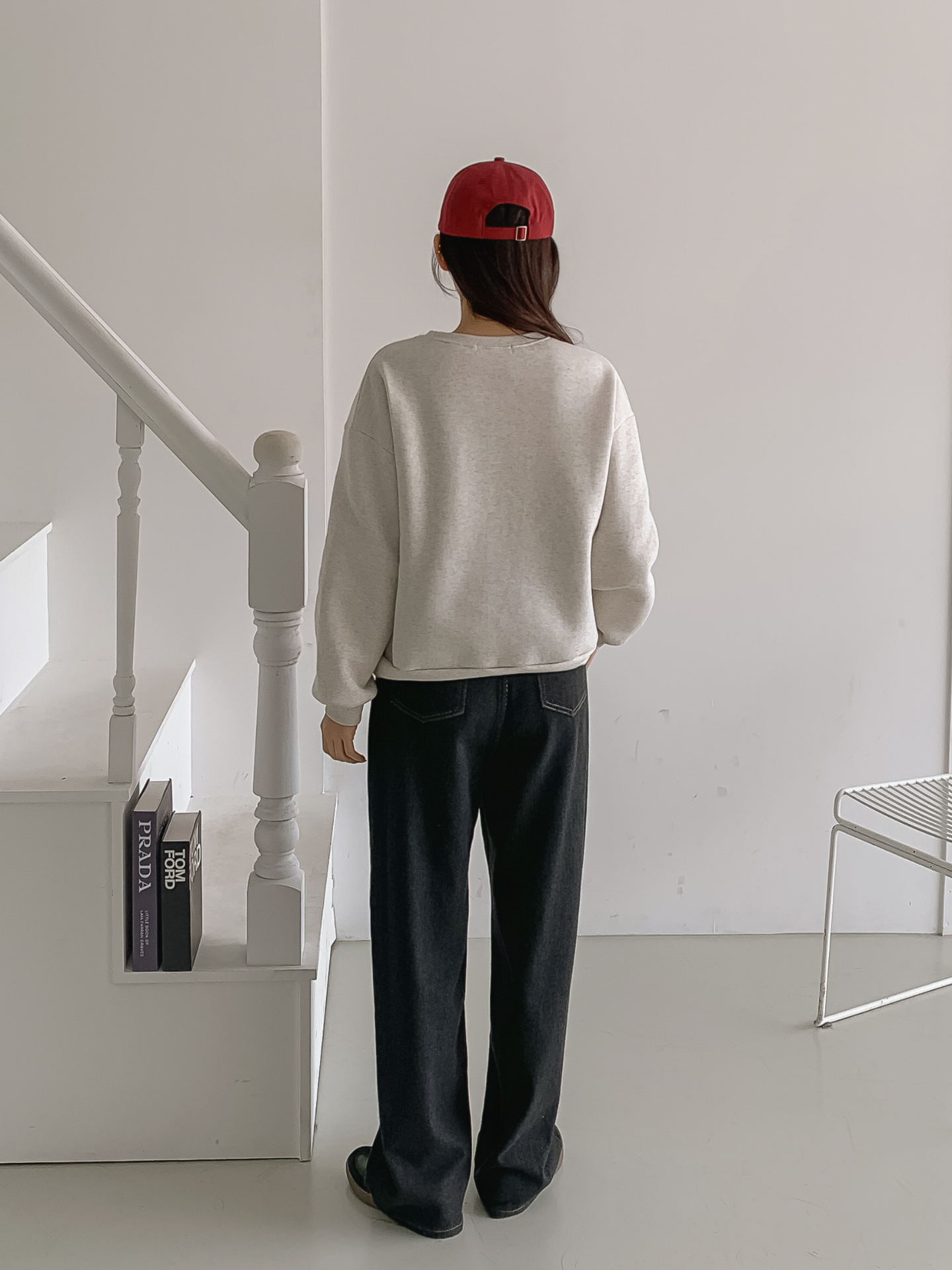 裏起毛ラウンドネックパッチルーズ長袖刺繍スウェット | 詳細画像19