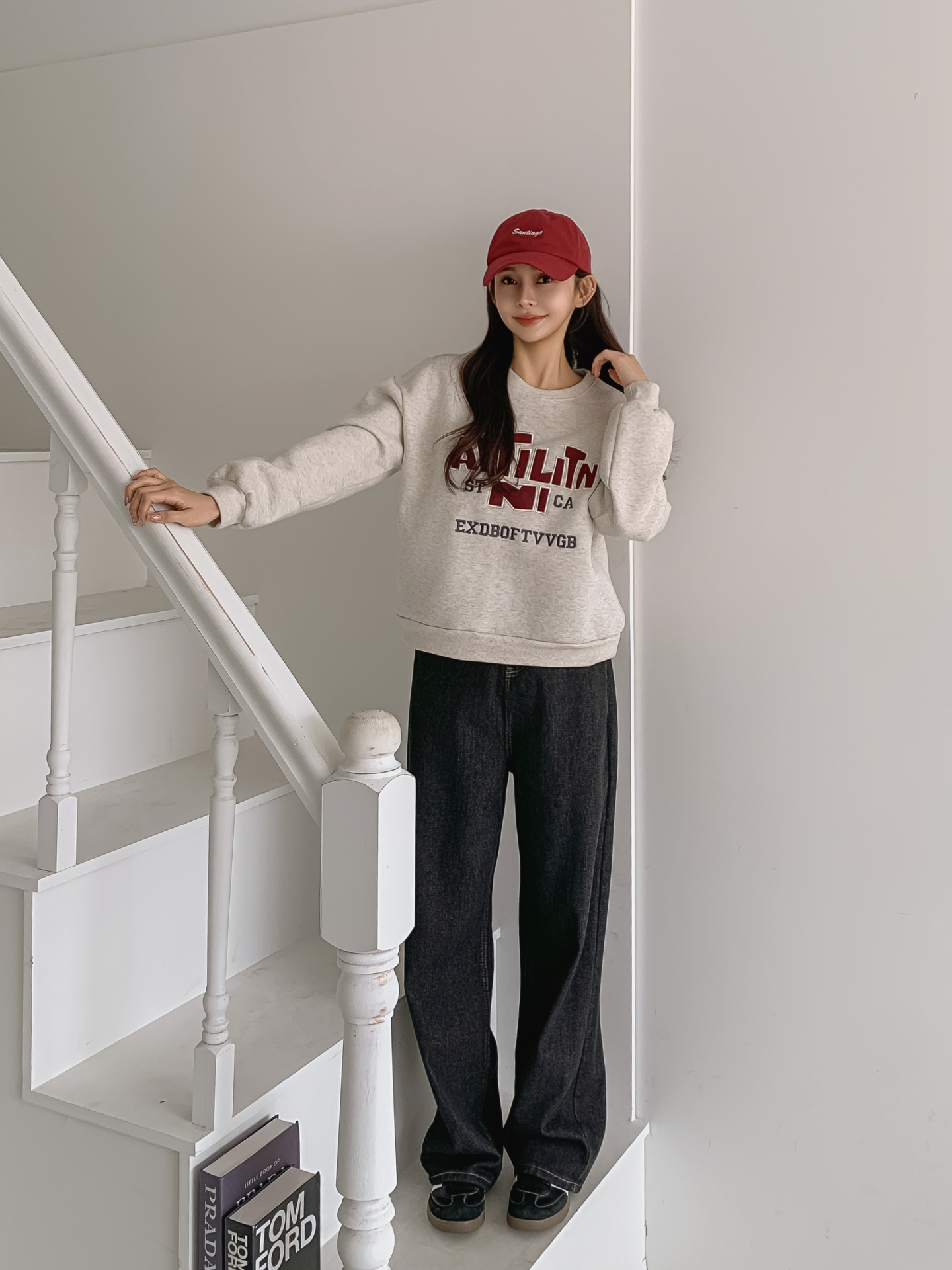 裏起毛ラウンドネックパッチルーズ長袖刺繍スウェット | 詳細画像21