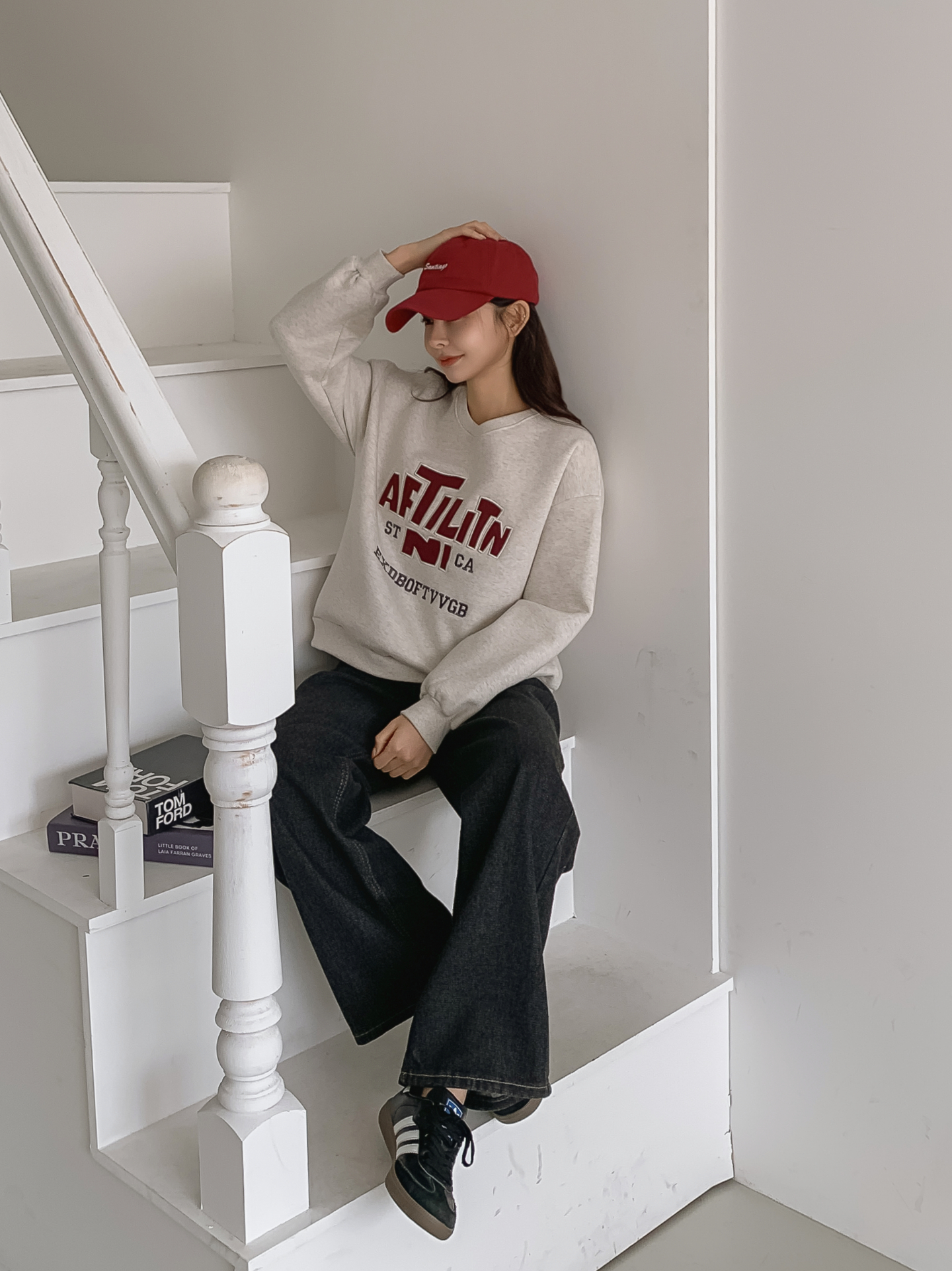 裏起毛ラウンドネックパッチルーズ長袖刺繍スウェット | 詳細画像28